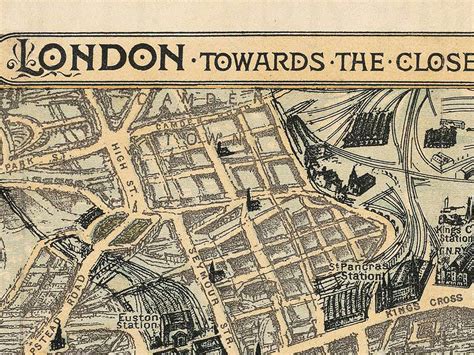 Old Map of London Birdseye View London 1892 Vintage Map of London ...