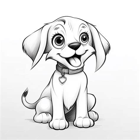 Premium AI Image | Super cute puppy line art dog animal white ...