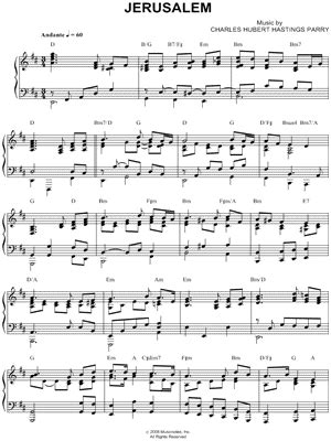 "Jerusalem" Sheet Music - 16 Arrangements Available Instantly - Musicnotes