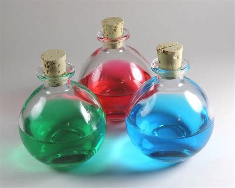 Potion Bottles Large Round Glass Bottle With Cork Top Apothecary Larp Health Potion Mana Magic ...