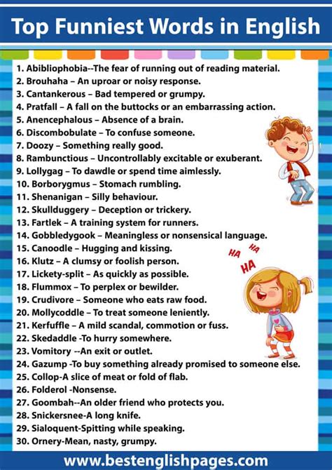 What Are Some Funny English Words for Students? The 100 Funniest Words ...