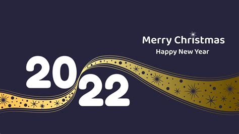 Merry Christmas and New Year 2022. Greeting card or banner with golden ...