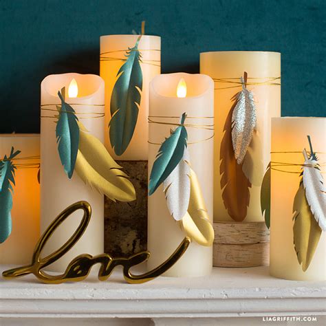 DIY Paper Feather Candle Wraps | 10 Minute Decor Project