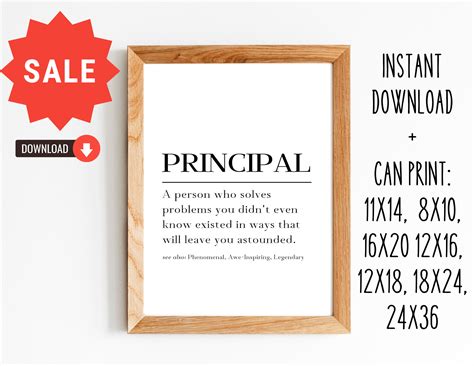 Principal Definition Gift/principal Appreciation/principal Printable/8x10, 11x14,16x20, 12x18 ...