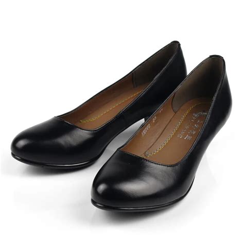 Size 34 41 Office lady shoes women work shoes female black genuine ...