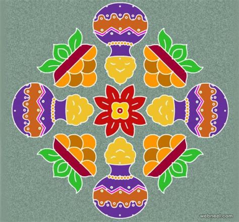 25 Beautiful Pongal Kolam and Pongal Rangoli Designs | Rangoli designs ...