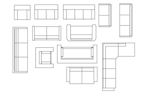 Cad Blocks L Shaped Sofa