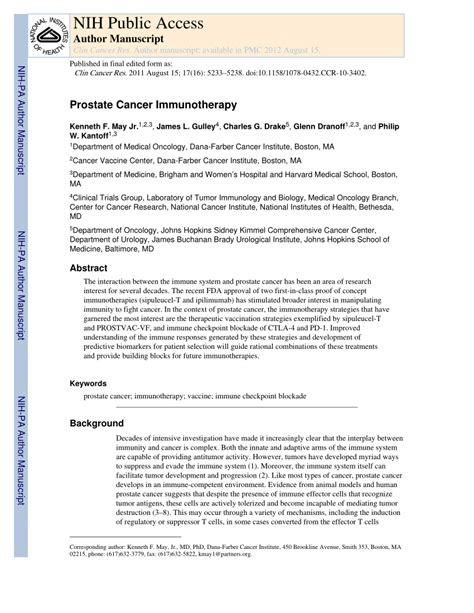 (PDF) Prostate Cancer Immunotherapy