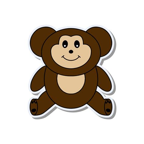 Funny sticker brown monkey. Good for postcards, children's books and ...