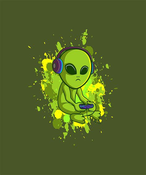 Alien playing video games with a game controller Painting by Isla ...