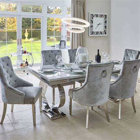 Kensington 200cm Bone White Marble Dining Table & 6 Parker Chairs in 2021 | Dining table marble ...