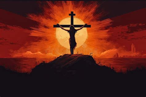 A Painting of Jesus Christ on a Cross. Stock Image - Image of gospel ...