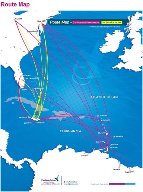 international flights: Caribbean Airlines route map