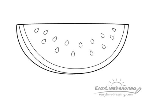 How to Draw a Watermelon Slice Step by Step - EasyLineDrawing ...