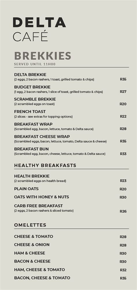 Our Menu - Delta Café