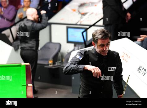 Ronnie O'Sullivan after being beaten by Luca Brecel (left) on day ...