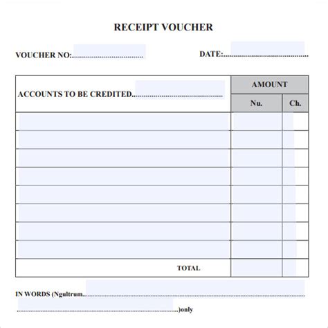 Sample Receipt Voucher Template - 8+ Download Free Documents in PDF , Word , Excel