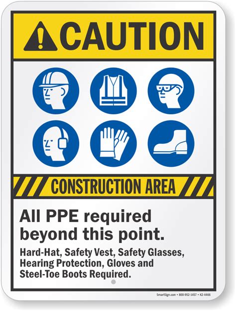 Construction Area All PPE Required Caution Sign, SKU: K2-4466 - MySafetySign.com