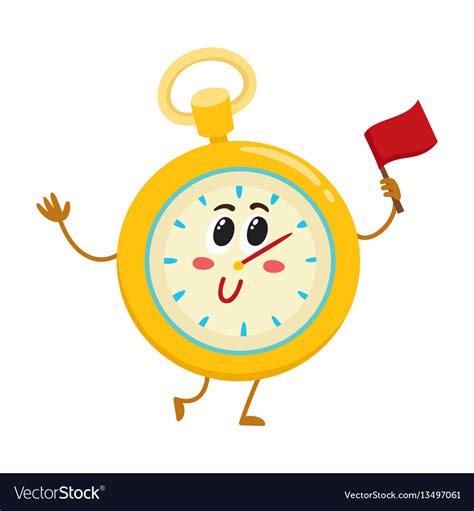 Funny stopwatch timer timekeeping character Vector Image