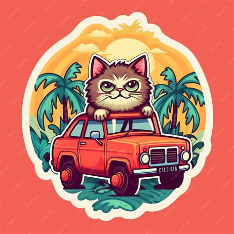 Premium AI Image | Cute cartoon cat driving a car