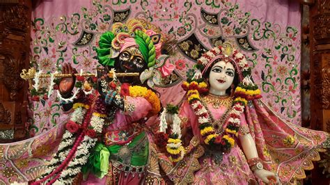 Download Krishna And Radha In ISKCON Temple Wearing Pink Wallpaper ...