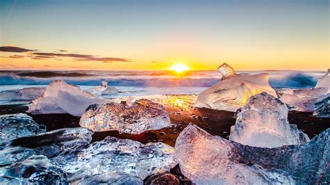 Beautiful, 4K, Sea, Ice, Beach, Landscape, Sunset #beautiful #4k #sea #ice #beach #landscape # ...