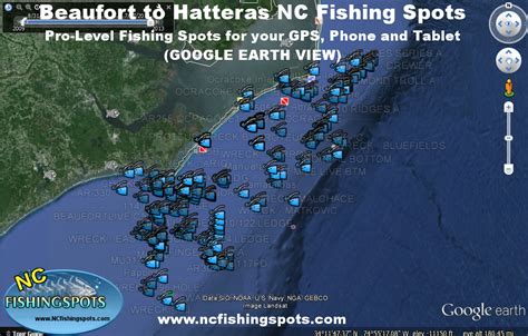 Hatteras Fishing Map with Hatteras Offshore Fishing Spots