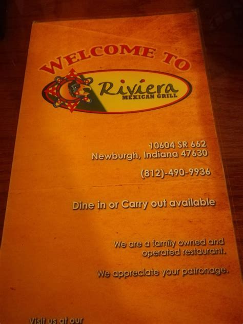 Menu at Riviera Grill Mexican Cuisine restaurant, Newburgh