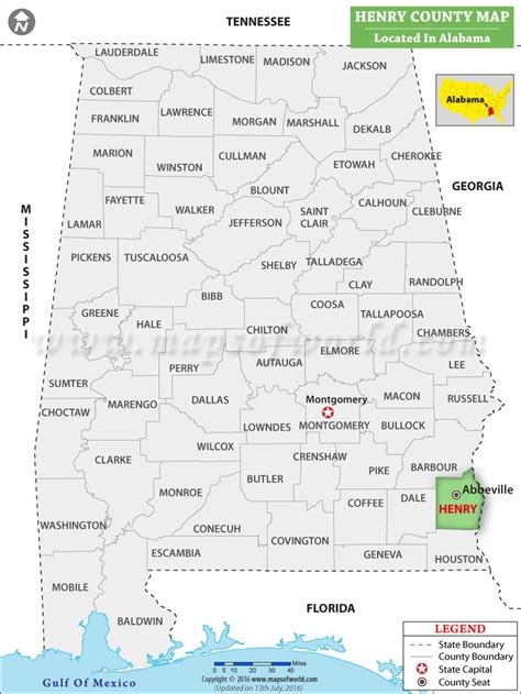 Henry County Map, Alabama