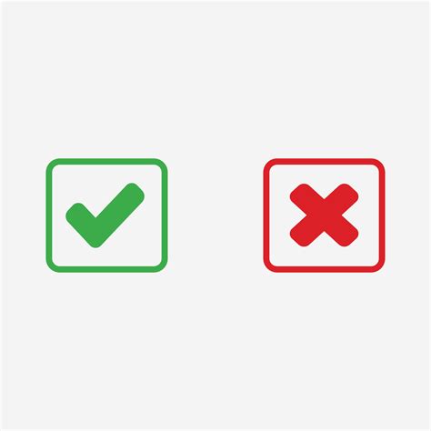 wrong and check icon vector set. no, yes, accept, decline symbol. red ...