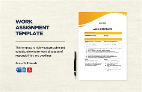 Work Assignment Template in Word, PDF, Google Docs - Download ...