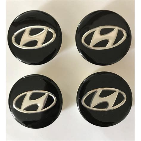 4x 63mm Hyundai Black Wheel Center Caps – 6 Side Auto