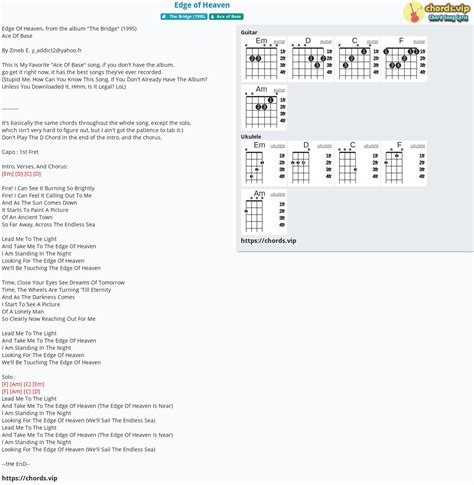 Chord: Edge of Heaven - tab, song lyric, sheet, guitar, ukulele | chords.vip