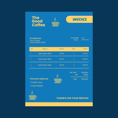 Premium Vector | Invoice template for restaurant