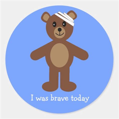 Cute Teddy & Bandage I Was Brave Blue Stickers | Zazzle.co.uk