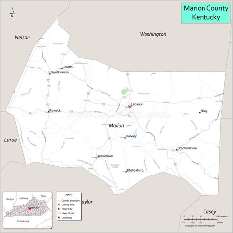 Map of Marion County, Kentucky - Where is Located, Cities, Population ...