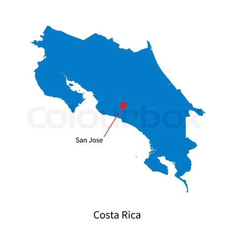 Detailed vector map of Costa Rica and capital city San Jose | Stock vector | Colourbox