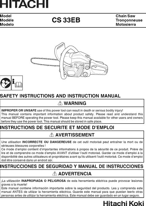 Hitachi CS33EB User Manual CHAIN SAW Manuals And Guides 1006885L