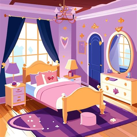 Premium Vector | Princess bedroom interior cartoon design