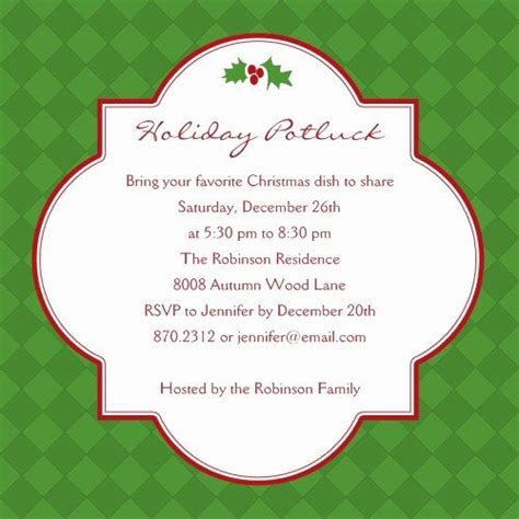 Christmas Potluck Invitation Wording Luxury Template Christmas Potluck ...