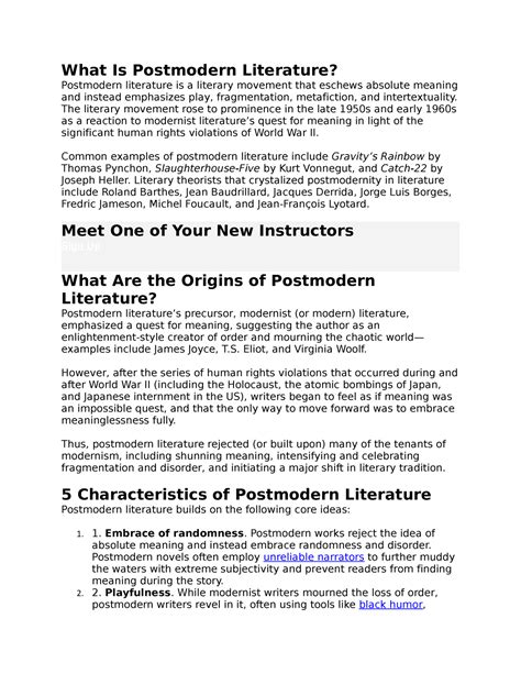 What Is Postmodern Literature - What Is Postmodern Literature? Postmodern literature is a ...