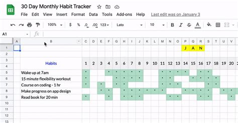 Habit Tracker Template Excel Free - PRINTABLE TEMPLATES