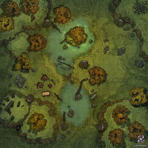 Druid Lake Battle Map 30x30 : r/dndmaps