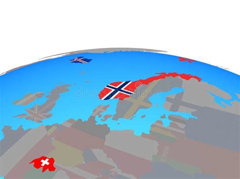 Map of EFTA Countries with Flags on Globe Stock Illustration ...