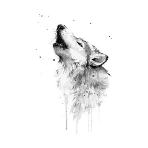 Howling Wolf Watercolor - Wolf - T-Shirt | TeePublic