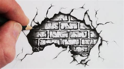 Graffiti Broken Brick Wall Drawing - Wall Design Ideas