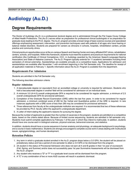 Audiology (Au.D.) Degree Requirements