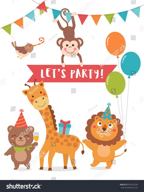 Cute Animals Cartoon Illustration Text Lets Stock Vector (Royalty Free) 565520230 | Shutterstock