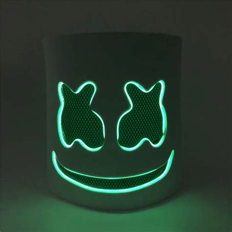 DIY EVA DJ Marshmello LED Luminous Helmet Mask Cosplay Prop Halloween Mask Full Face Cosplay ...