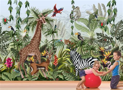 Jungle Mural Repositionable Removable Wallpaper Peel & Stick | Etsy | Jungle mural, Kids room ...